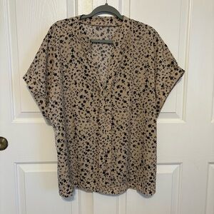 SHEIN Floral Print Tan and Black Women's Top